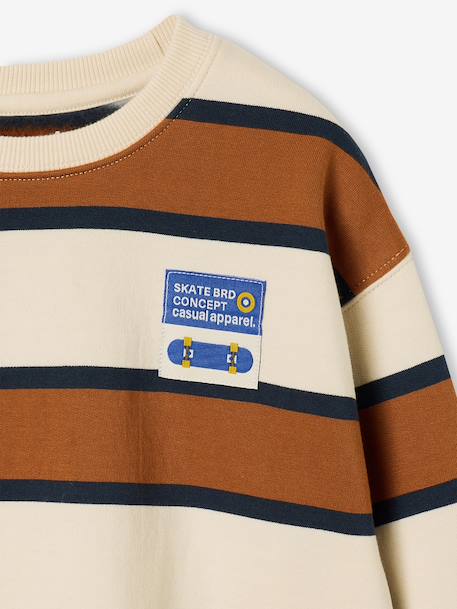 Striped sweatshirt with crew neck for boys hazel+navy blue+pistachio 