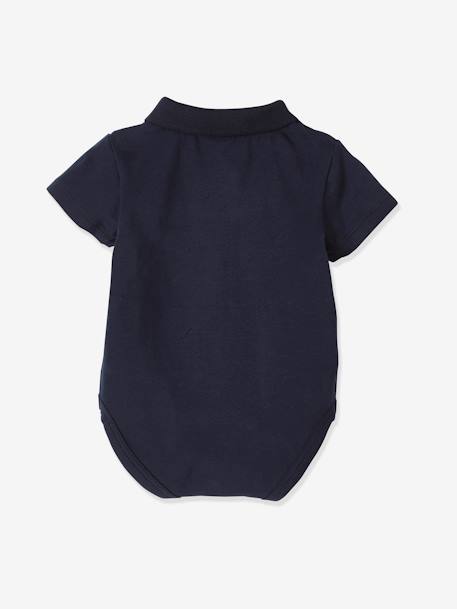 Pack of 2 Bodysuits with Polo Shirt Collar & Pocket, for Newborns Dark Blue+sky blue 