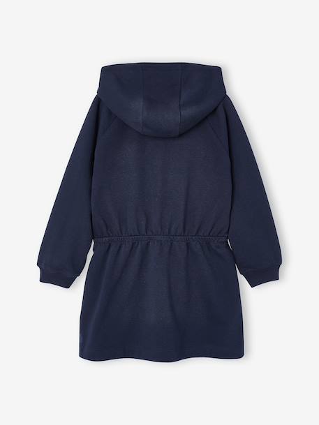 Short hooded dress for girls green+marl grey+navy blue 