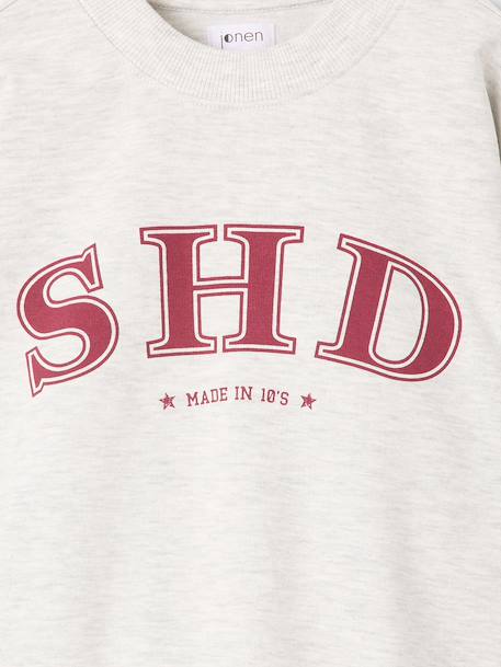 Printed sweatshirt with long sleeves for girls chocolate+grey 