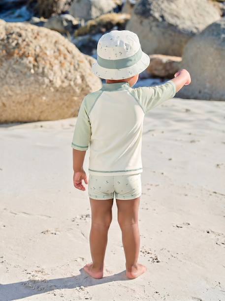 Swim Set: UV-Protection T-Shirt, Shorts & Bucket Hat for Babies mint green 