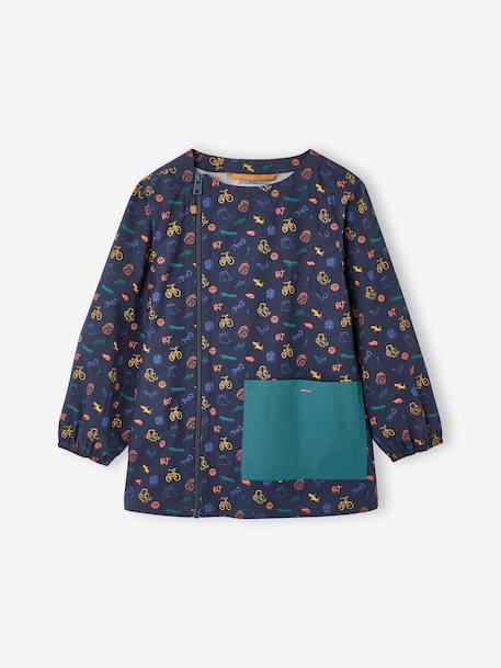 Customisable zip-up smock for boys night blue 