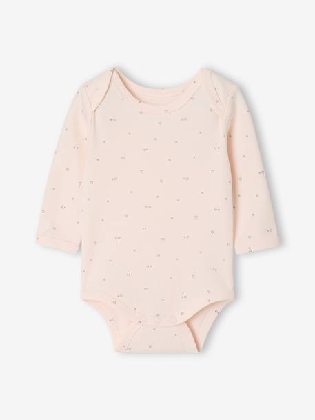 Pack of 3 long-sleeved bodysuits for baby pale pink 