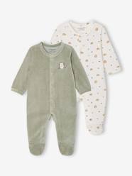 -Pack of 2 baby sleepsuits with front opening