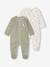 Pack of 2 baby sleepsuits with front opening cappuccino+pale pink+sage green 