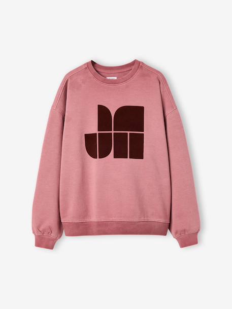 Sweatshirt for girls ecru+old rose 