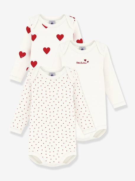Pack of 3 Long Sleeve Bodysuits by Petit Bateau set white+white 