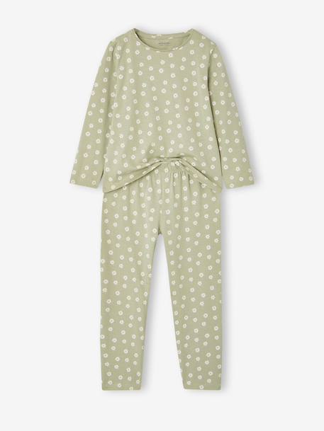 Pack of 2 long pyjamas for girls sage green 