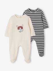 -Pack of 2 baby sleepsuits with back opening