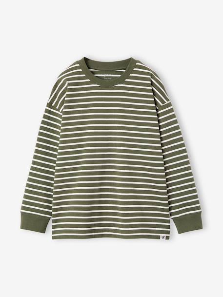 Striped T-Shirt for Boys, JONEN anthracite+green 