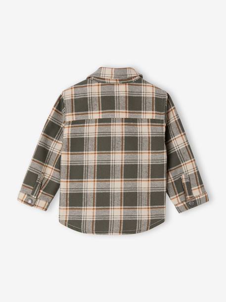 Chequered Flannel Shirt for Babies khaki+navy blue 