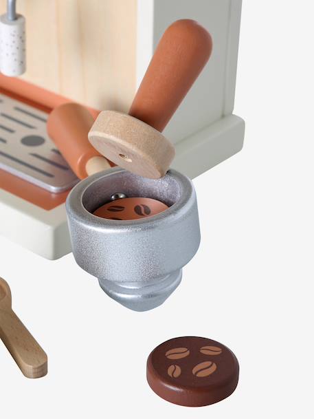 FSC® wooden large coffee maker with accessories ecru 