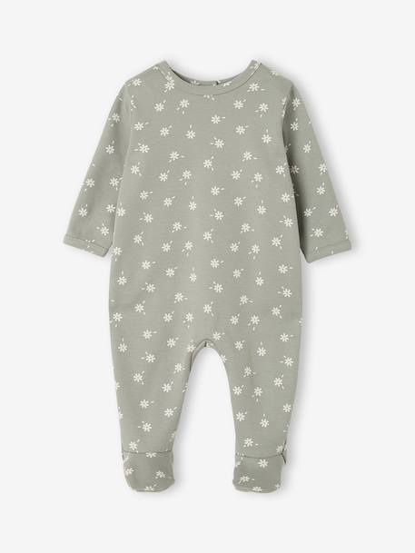 Pack of 2 baby sleepsuits with back opening sage green 