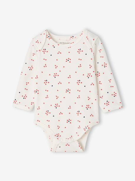 Pack of 3 long-sleeved bodysuits for baby ecru 