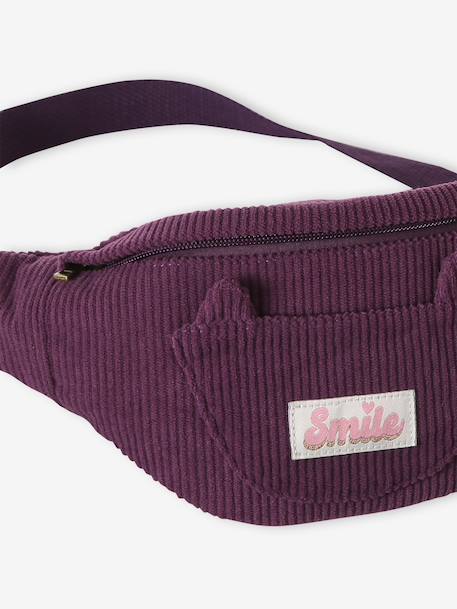 Corduroy Bumbag with Cat Design for Girls blush+double stone+pale blue+plum+printed brown+vanilla 