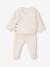 Quilted Set: Cardigan + Fully Printed Footed Trousers ecru+rose+vanilla 