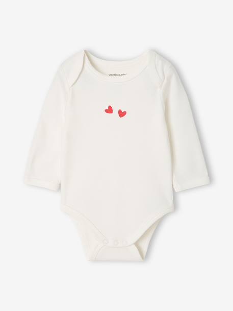 Pack of 3 long-sleeved bodysuits for baby ecru 