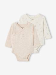 -Pack of 2 long-sleeved newborn bodysuits