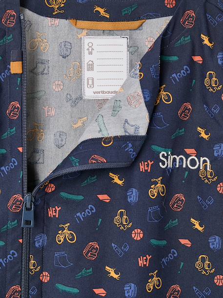 Customisable zip-up smock for boys night blue 