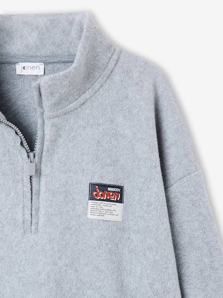 Boys fleece sweatshirt with funnel neck marl grey 