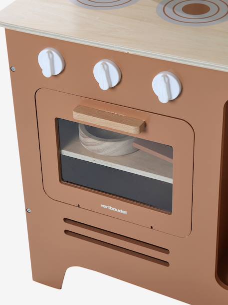 Wooden kitchen with FSC100® wooden accessories caramel+ecru+rose+sage green 
