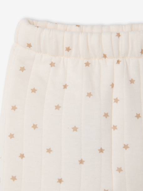 Quilted Set: Cardigan + Fully Printed Footed Trousers ecru+rose+vanilla 