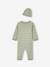Knitted playsuit and hat set for baby sage green 