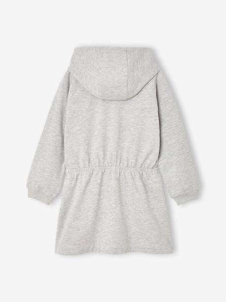 Short hooded dress for girls green+marl grey+navy blue 