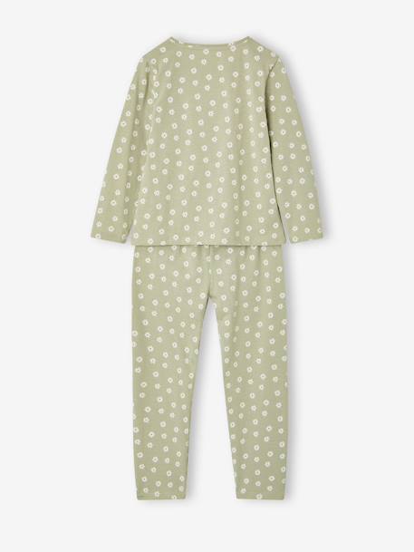 Pack of 2 long pyjamas for girls sage green 