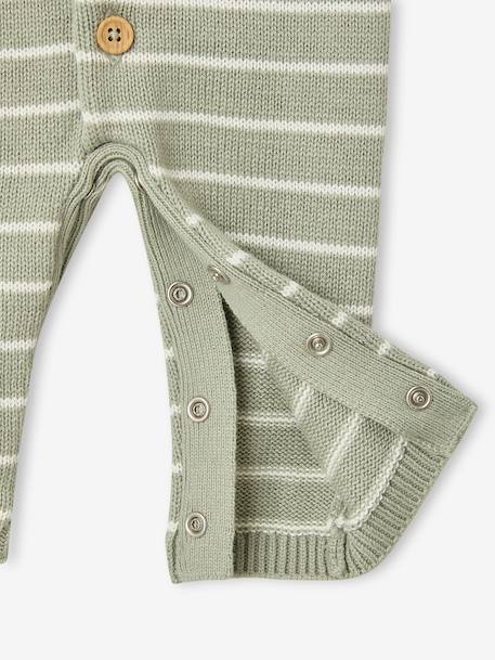 Knitted playsuit and hat set for baby sage green 