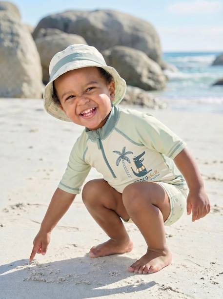 Swim Set: UV-Protection T-Shirt, Shorts & Bucket Hat for Babies mint green 