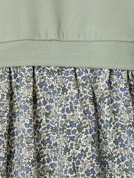 Dual Fabric Dress for Girls anthracite+ecru+mauve+sage green 