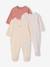 Pack of 3 baby sleepsuits with back opening ecru+sage green 