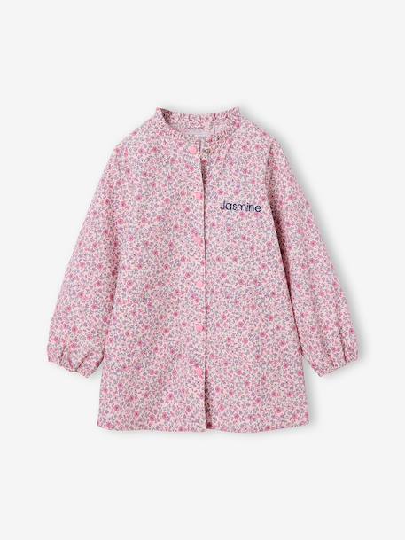 Customisable buttoned school smock for girls candy pink 