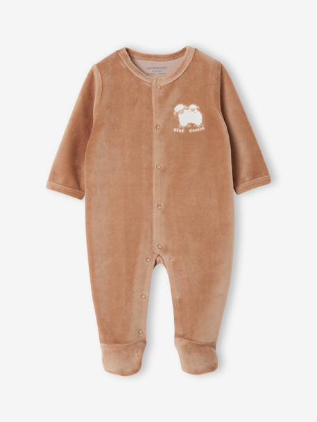 Pack of 2 baby sleepsuits with front opening cappuccino+pale pink+sage green 