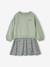 Dual Fabric Dress for Girls anthracite+ecru+mauve+sage green 