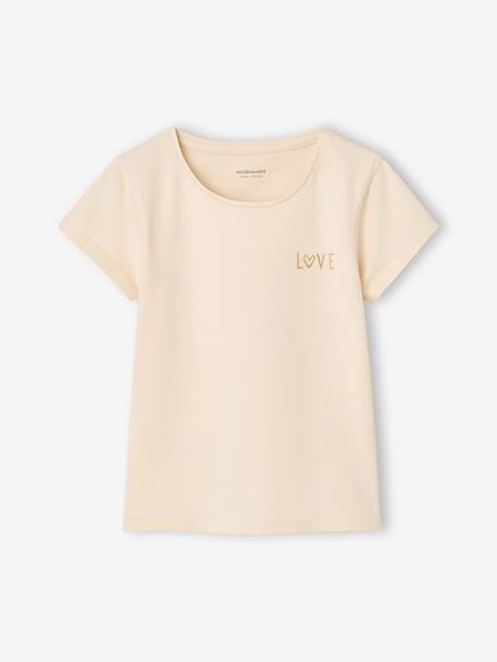 Pack of 3 short-sleeved T-shirts for girls beige 