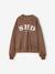 Printed sweatshirt with long sleeves for girls chocolate+grey 