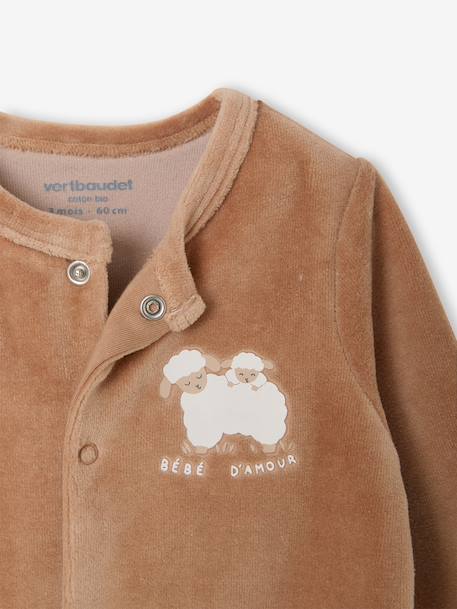 Pack of 2 baby sleepsuits with front opening cappuccino+pale pink+sage green 