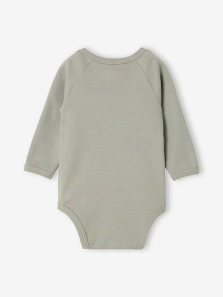 Pack of 2 long-sleeved newborn bodysuits cappuccino+pale pink+sage green 