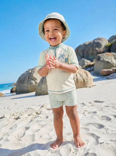 Swim Set: UV-Protection T-Shirt, Shorts & Bucket Hat for Babies mint green 