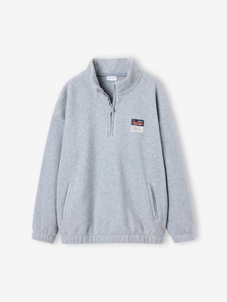 Boys fleece sweatshirt with funnel neck marl grey 