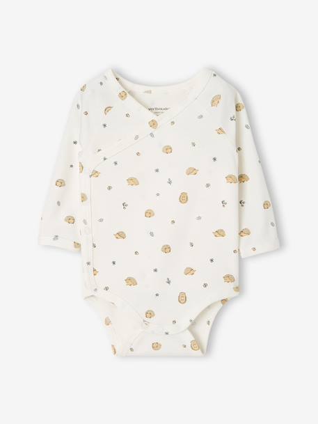 Pack of 2 long-sleeved newborn bodysuits cappuccino+pale pink+sage green 
