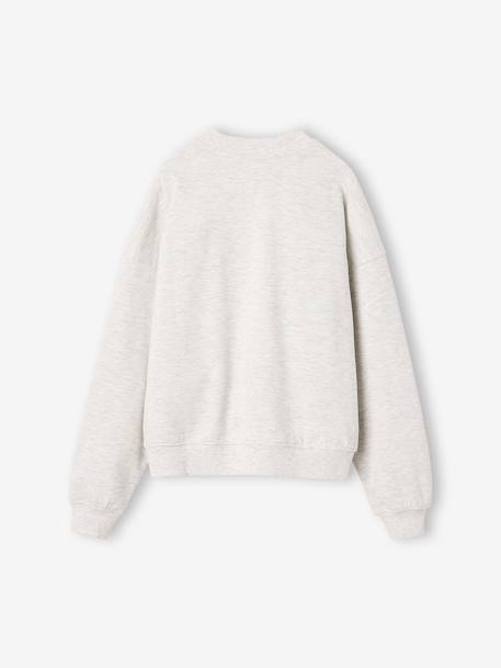 Printed sweatshirt with long sleeves for girls chocolate+grey 