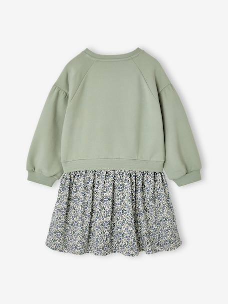 Dual Fabric Dress for Girls anthracite+ecru+mauve+sage green 