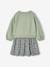 Dual Fabric Dress for Girls anthracite+ecru+mauve+sage green 