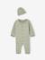 Knitted playsuit and hat set for baby sage green 