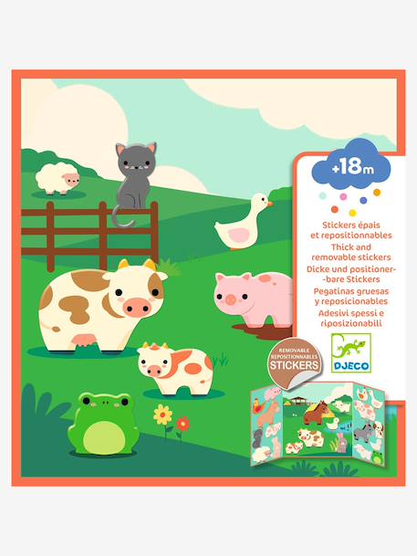 DJECO repositionable farm animal stickers red 