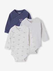 Pack of 3 long-sleeved newborn bodysuits for boys
