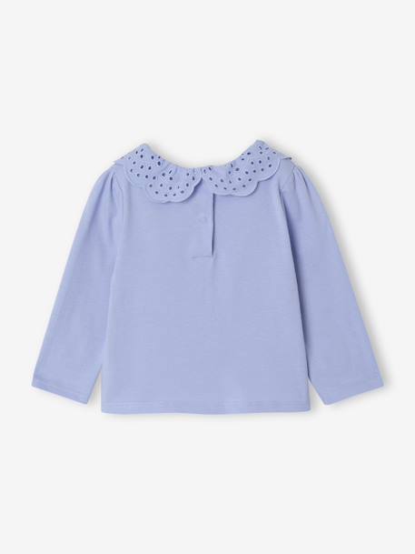 Long Sleeve Top with Embroidered Collar, for Babies BEIGE LIGHT SOLID+blue+striped navy blue+striped red 